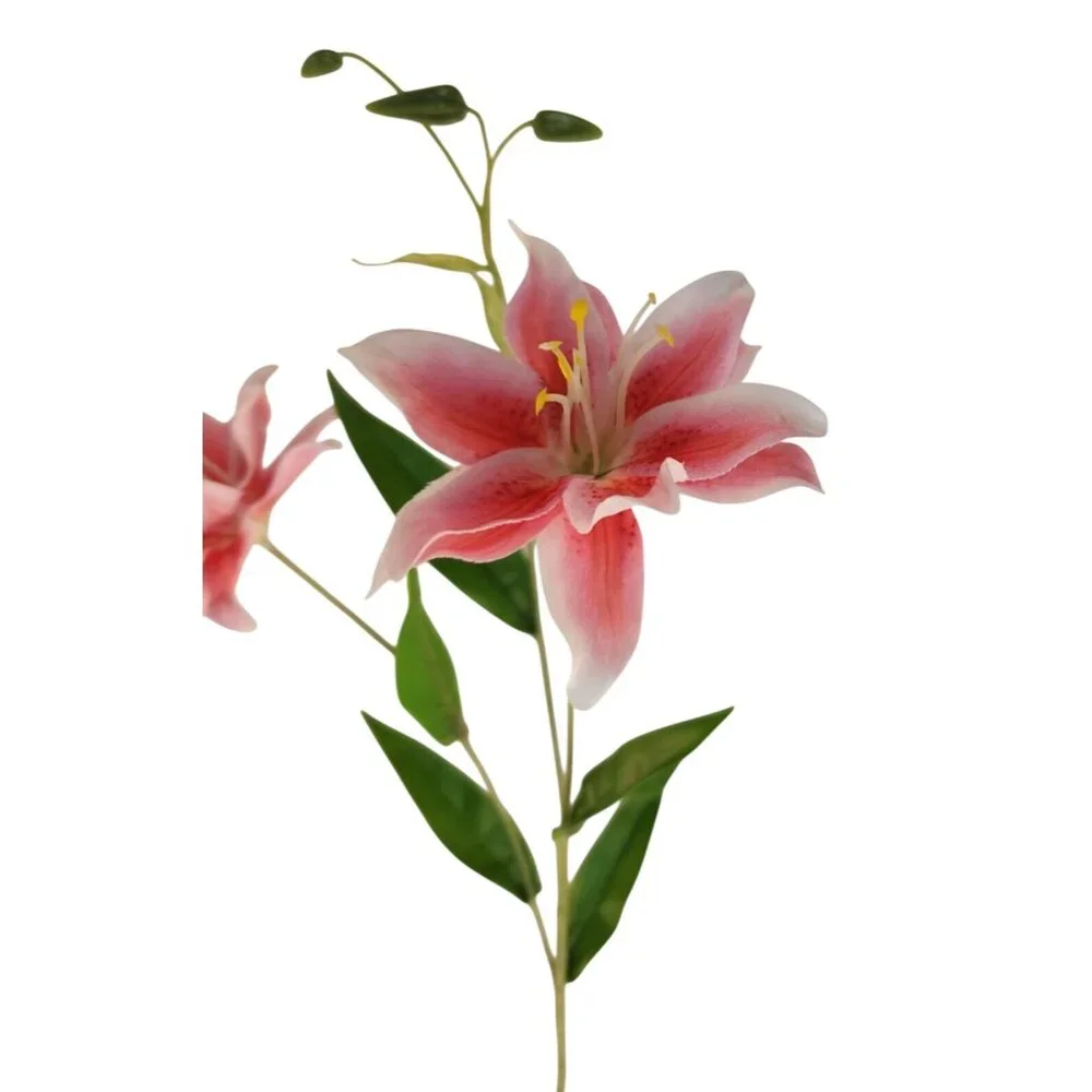 Luxury Artificial Hot Pink Lily Stem 27 Inch | Faux Asiatic Lily with Buds | Sym